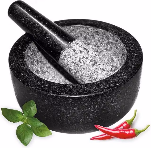Andrew James Granite Mortar and Pestle in Black – 1