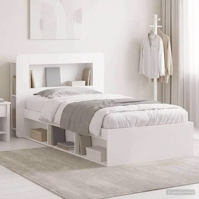 Berkfield Home Modern White Bed Frame with Storage Drawers in Engineered Wood W/D/H: 75 x 190 x 35 cm – 1