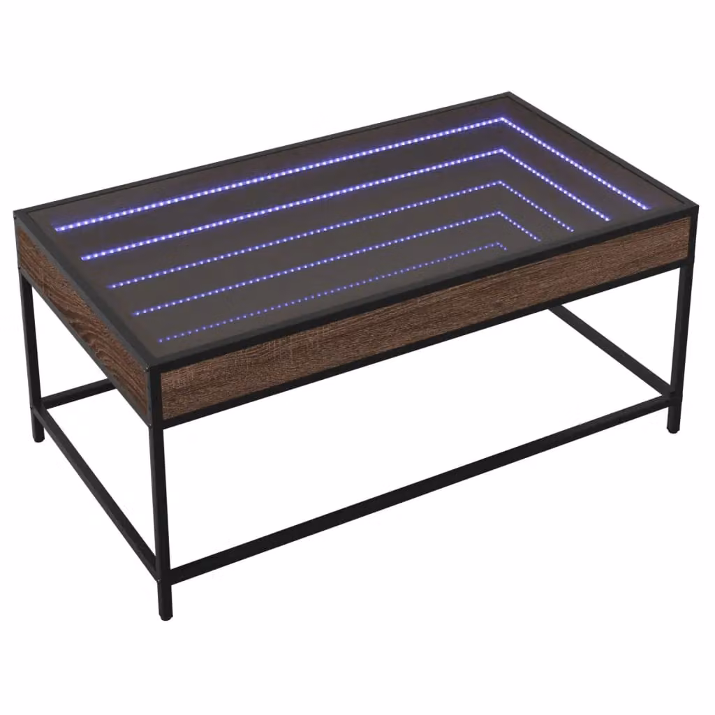 Berkfield Home Infinity LED Coffee Table in Brown Oak, W/D/H: 90 x 50 x 41 cm – 3