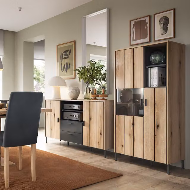 Furniture To Go Arundel Modern Brown Wood and Metal Sideboard with Soft Close Drawers