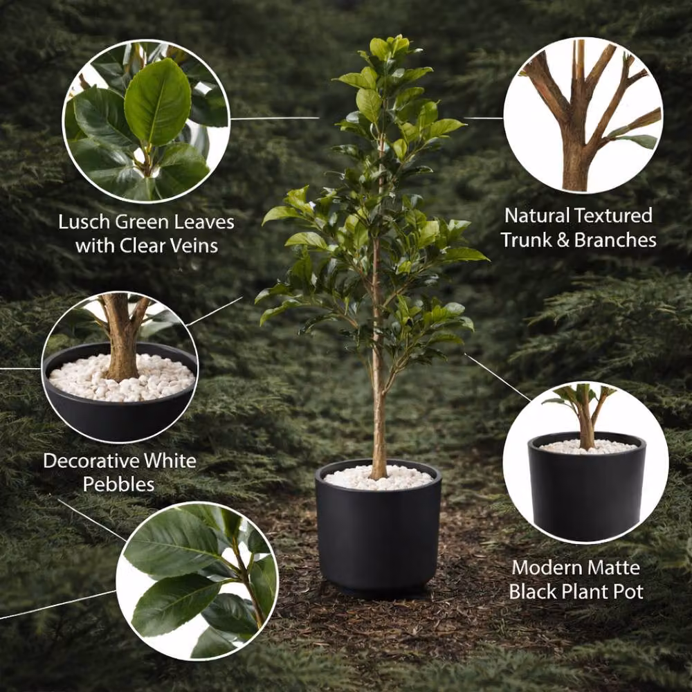 Voltico Artificial Fiddle Leaf Fig Tree in Green, Height: 90 cm – 2