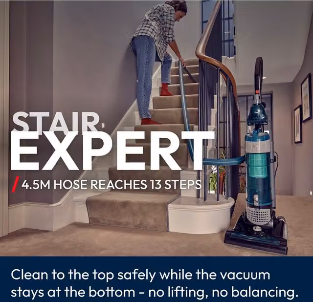 Livingandhome Multi-Surface Lightweight Upright Vacuum Cleaner with Extension Pole - Black and Turquoise