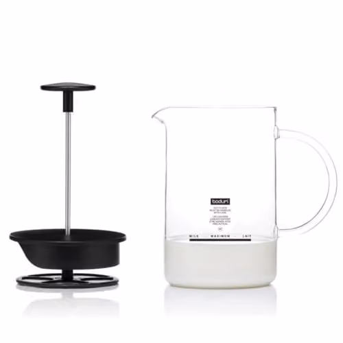 Bodum LATTEO Glass Milk Frother, Black and Transparent, 250 ml – 1