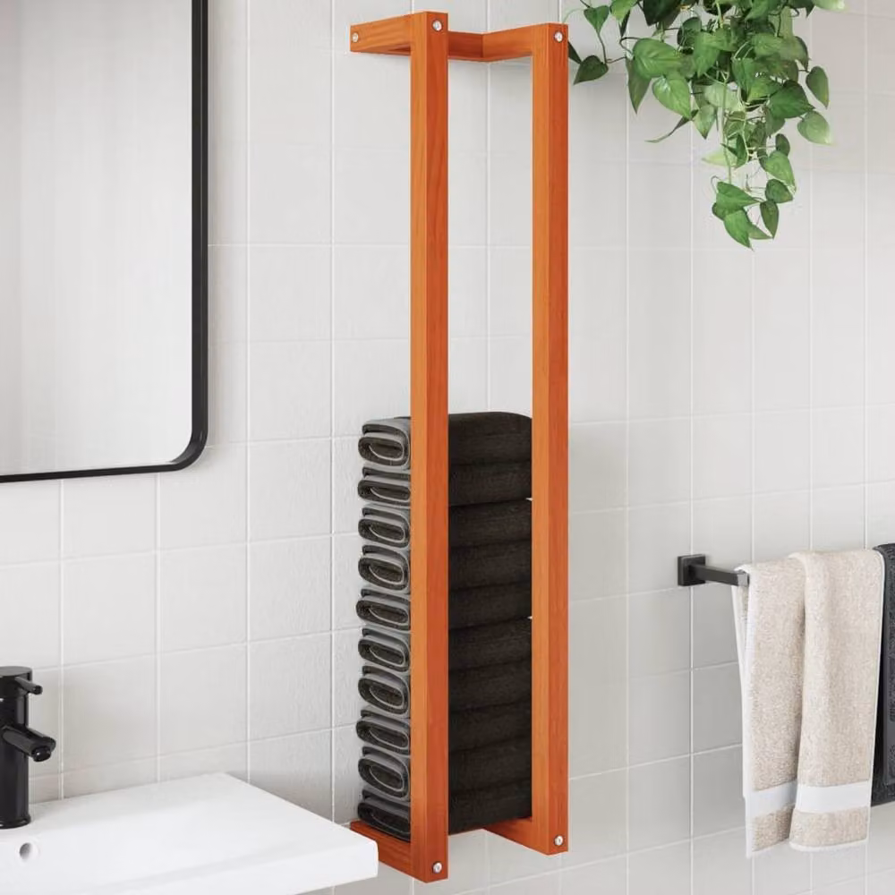 Berkfield Home Wax Brown Solid Wood Pine Towel Rack, W/D/H: 23 x 18 x 110 cm – 2
