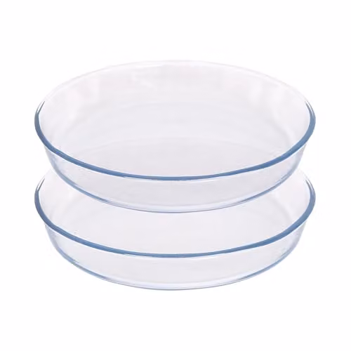 Argon Tableware Round Transparent Glass Roasting Dishes, Set of 2, Diameter: 26 cm