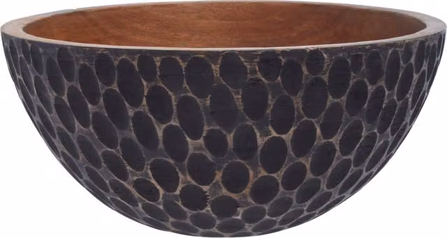 Orsina Kara Large Wooden Serving Bowl in Grey and Black – 1
