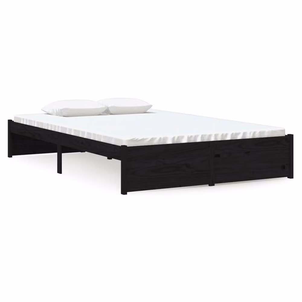 Berkfield Home Beautiful Small Double Bed Frame in Black Solid Pine Wood, W/D/H: 120 x 190 cm – 3