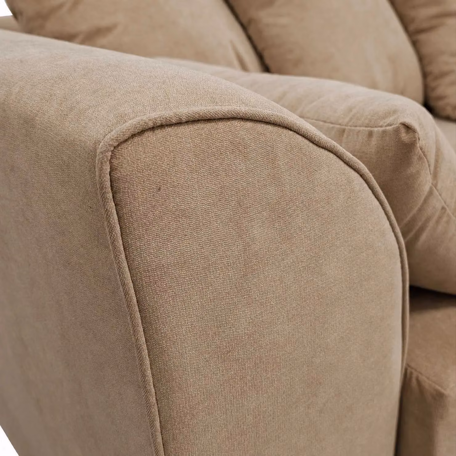 Furnishings For Less UK Beige Chenille Fabric 3 Seater Sofa with Scatter Back and Curved Arms – 2
