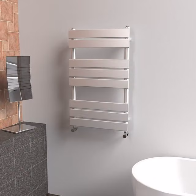 Lux Heat Flat Coloured Towel Radiator in Metallic Silver, W: 500 mm, H: 800 mm