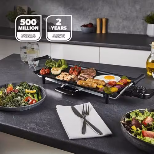 Geepas Electric Teppanyaki Table Top Grill and Griddle with Non-Stick Coating and Adjustable Thermostat, Black – 2
