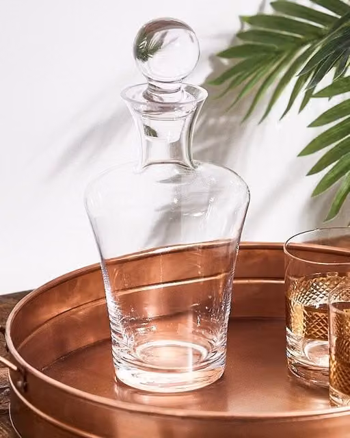 Dibor Lead-Free Fluted Stem Wine Decanter and Aerator with Weighted Stopper Lid, 1 l, Clear – 1