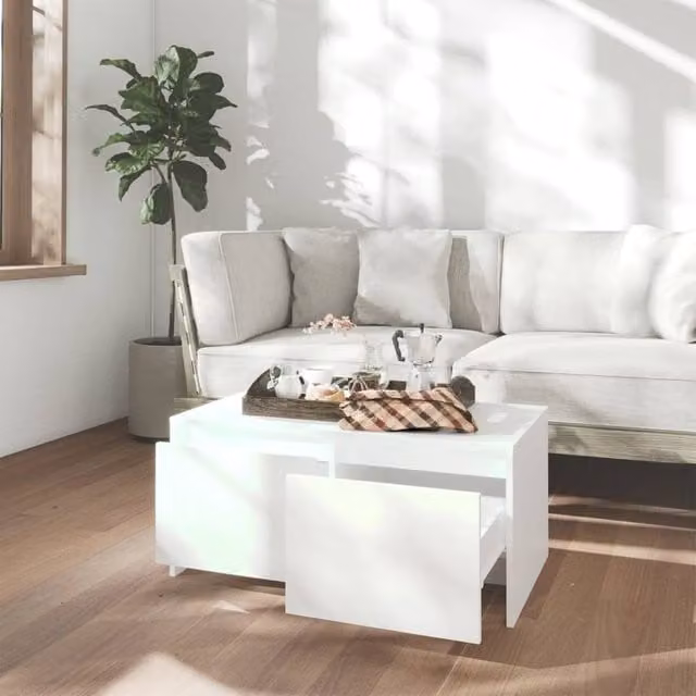Berkfield Home Modern White Coffee Table W/D/H: 90 x 50 x 41.5 cm