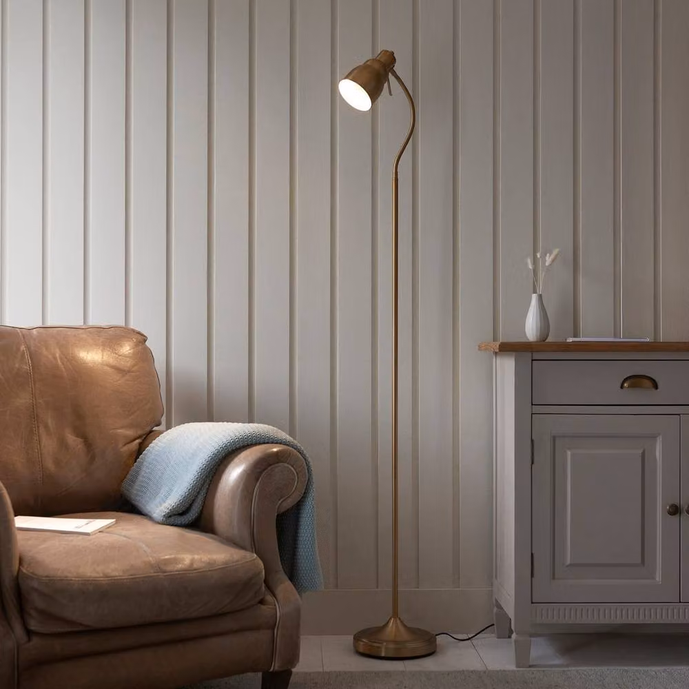 Netlighting Classic Flexi Task Floor Lamp in Gold/Brass with 1x GU10 Socket – 2