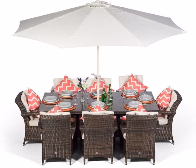 Giardino Modern Rattan Patio Dining Set for 8 in Brown and Grey