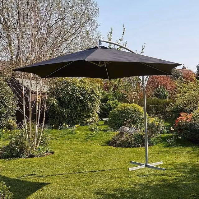 Home Source Gozo Black Aluminium Overhanging Cantilever Vented Parasol