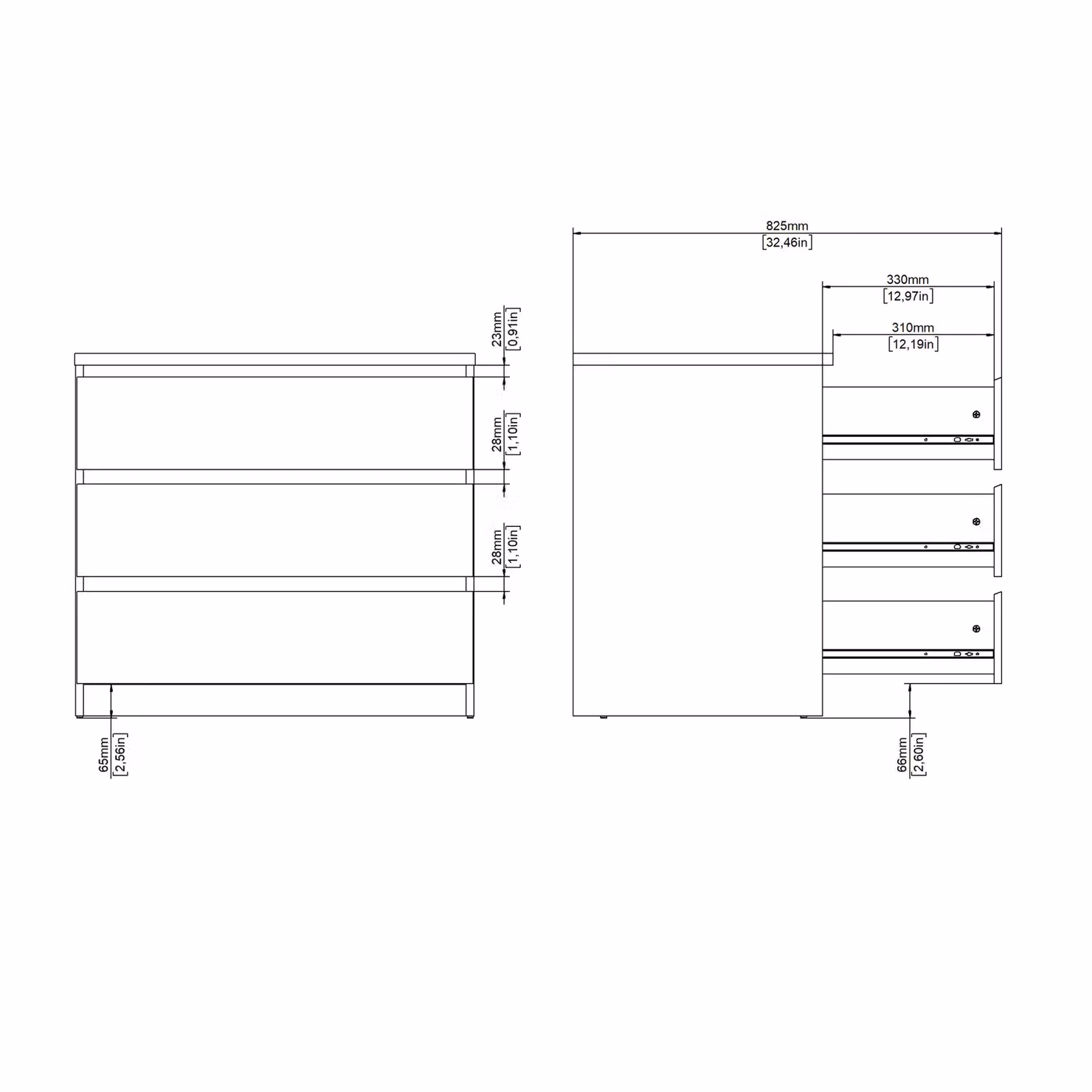 Furniture To Go Naia Scandinavian Style Chest of 3 Drawers in Beige – 3