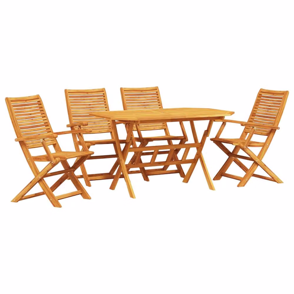 Berkfield Home 5-Piece Rustic Acacia Wood Garden Dining Set in Brown – 2