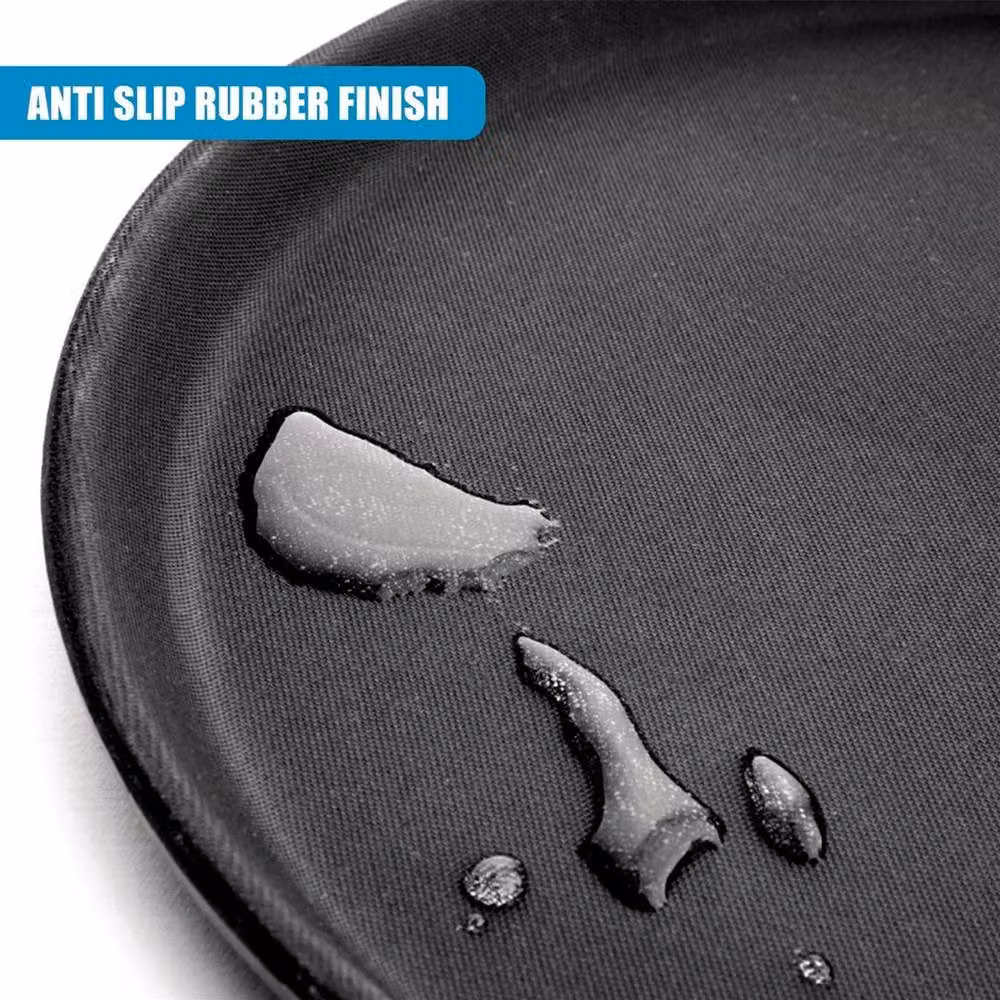NESTLUNE Anti-Slip Round Rubber Serving Tray in Black, Diameter: 15 cm – 4