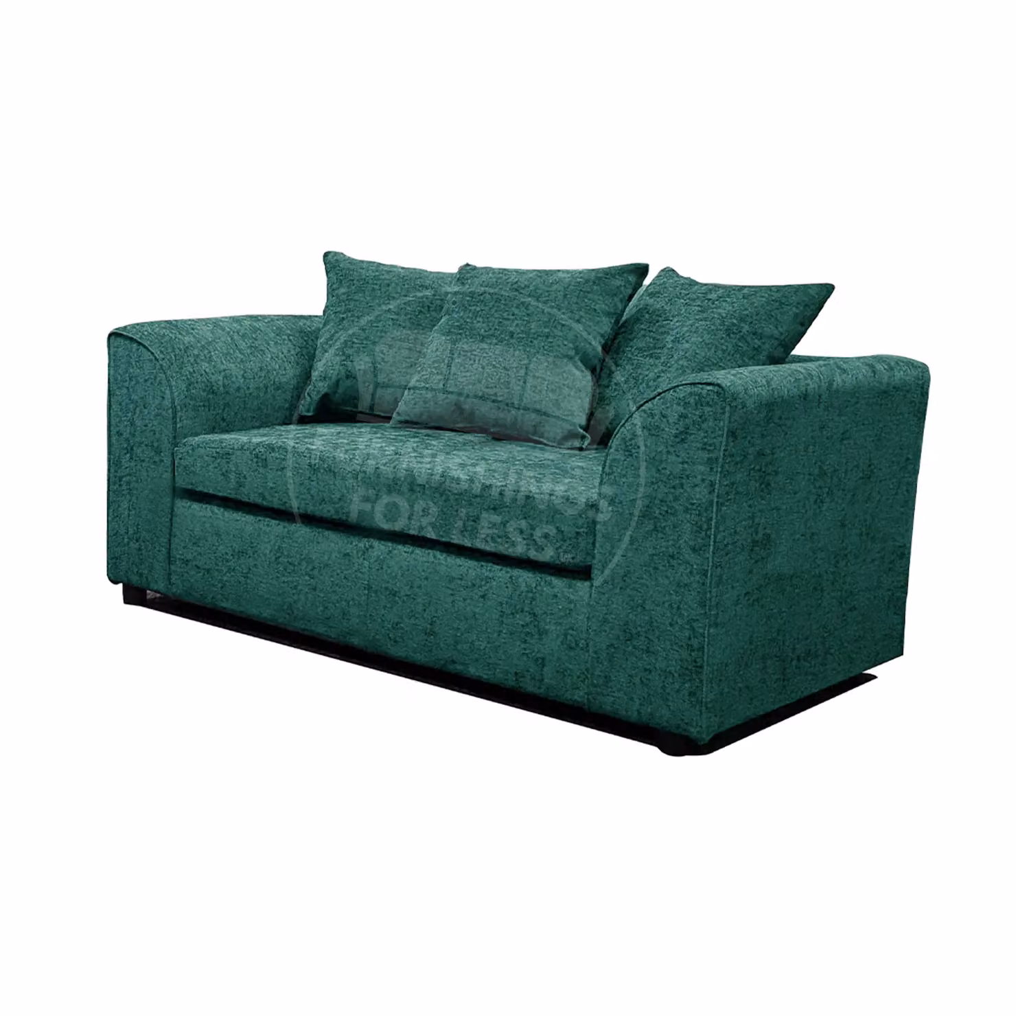 Furnishings For Less UK Monaco 2 Seater Chenille Fabric Sofa in Teal with Scatter Cushions and Removable Covers – 2