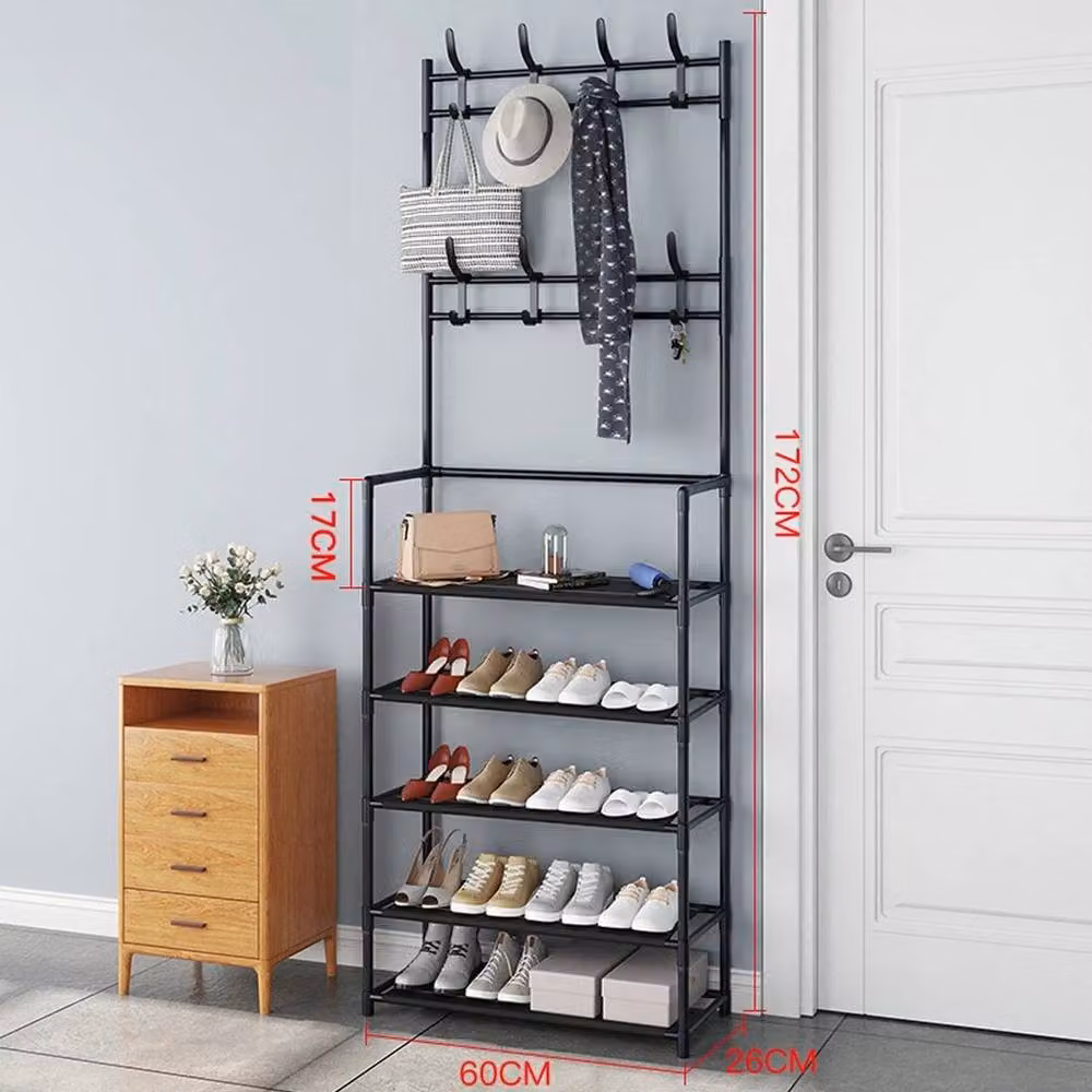 EONLION Modern Metal Hall Tree with Bench and Distributed Point Hooks in Black – 2