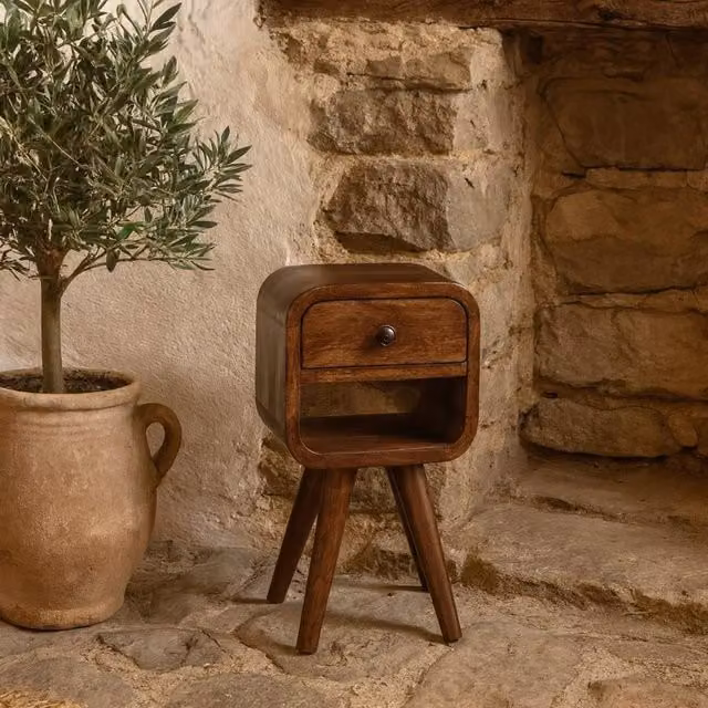 Wyld Haus Cagliari Small Chestnut Bedside Table in Brown