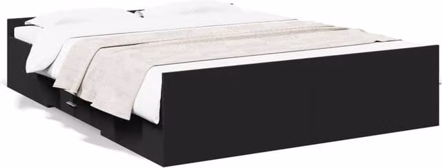 Berkfield Home King Size Bed Frame with Drawers in Black, 150 x 200 cm – 1