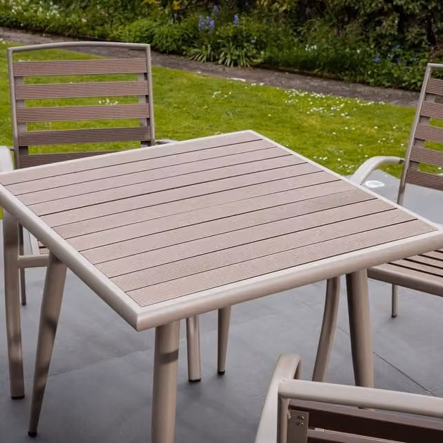 Artemis Home Modern Square Garden Dining Table, Brown, W/D/H: 80 x 80 x 75 cm