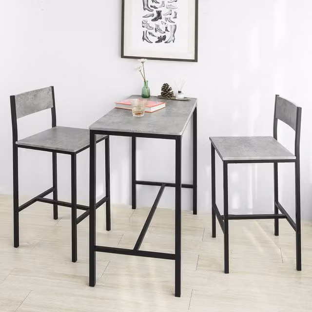 SoBuy Set of 2 Industrial Metal Bar Stools in Grey and Silver with Matt Finish