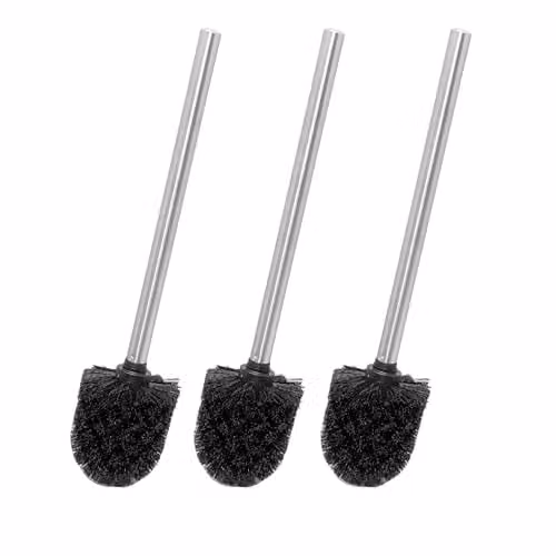 Novel Solutions Innoteck Essentials 3-Pack Toilet Brush Set with Black Heads and Stainless Steel Handles – 1