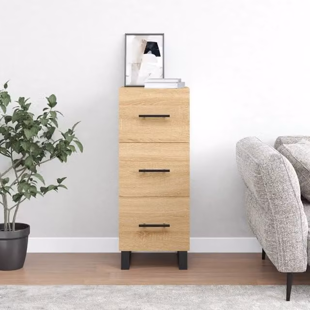 Berkfield Home Sonoma Oak Sideboard in Brown, W/D/H: 34.5 x 34.5 x 90 cm