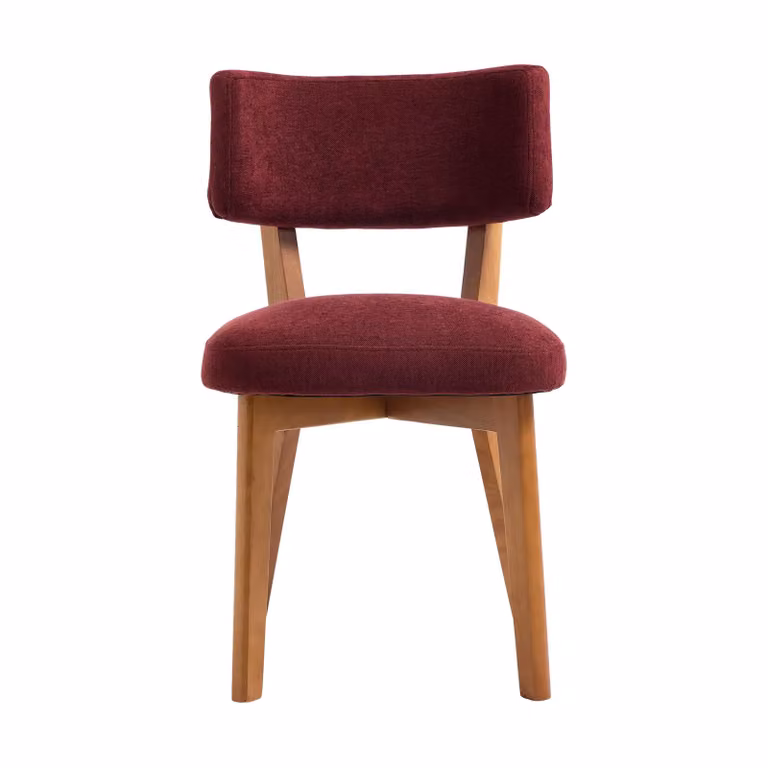 Aosom UK Mid-Century Upholstered Dining Chairs with Ergonomic Backrest, Wine Red, W/D/H: 54.5 x 47 x 77 cm