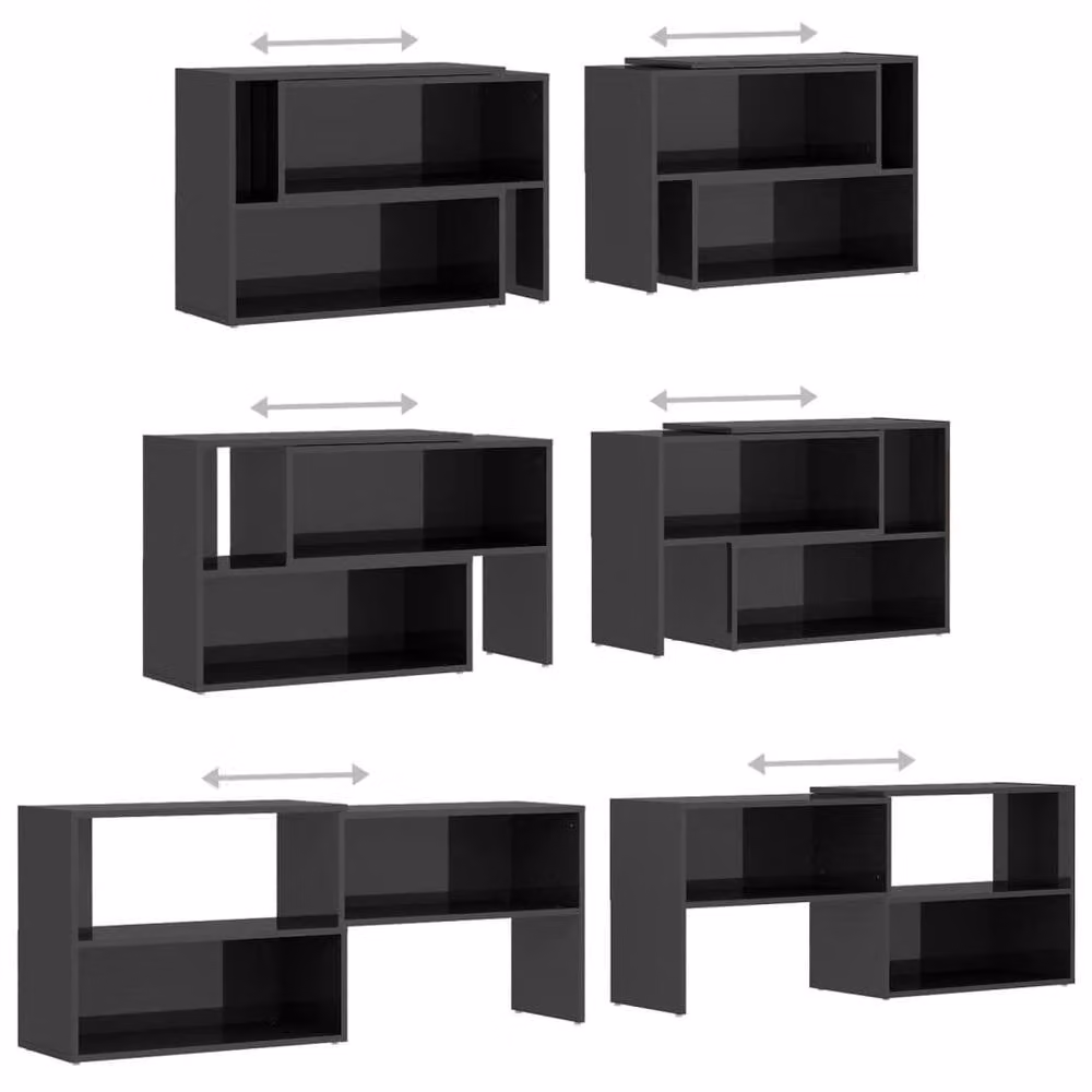Berkfield Home High Gloss Grey TV Cabinet, W: 149 cm, D: 30 cm, H: 52 cm – 4