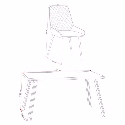 Seconique Quebec Wave Edge Dining Set with Avery Chairs in Oak and Grey – 3