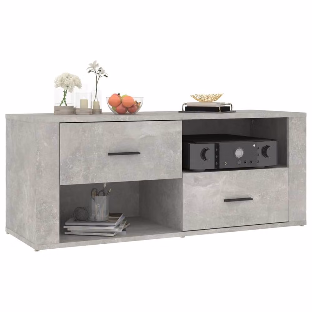 Berkfield Home Concrete Grey TV Cabinet in Engineered Wood W/D/H: 100 x 35 x 40 cm – 3