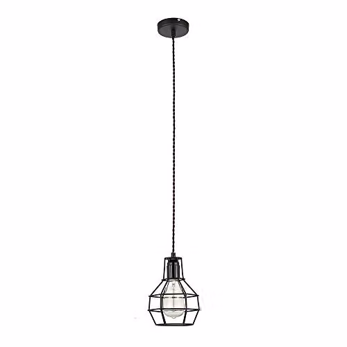 Italux Netlighting Industrial and Retro Black Metal Hanging Pendant Light with E27 Socket