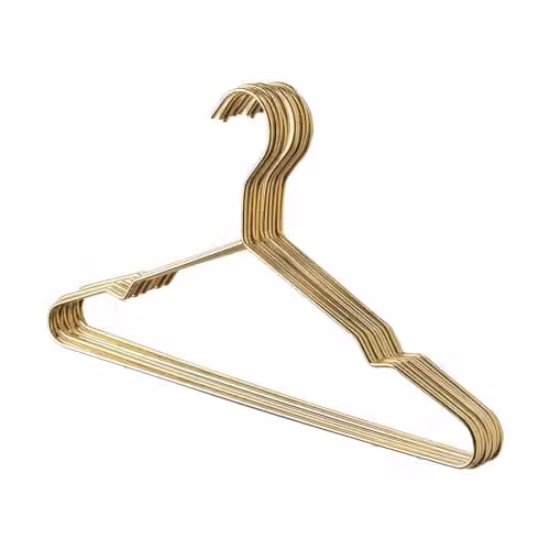 Harbour Housewares 10 Pack Gold Metal Wire Coat Hangers with Trouser Bar and Non-Slip Notches