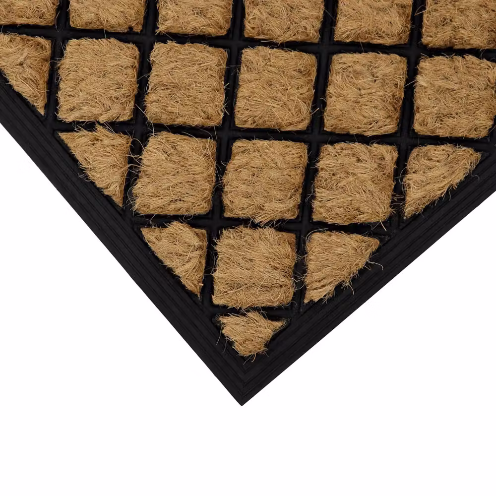 JVL Brown Diamond Grid Coir and Rubber Backed Tuffscrape Doormat, W: 40 cm, D: 70 cm – 5
