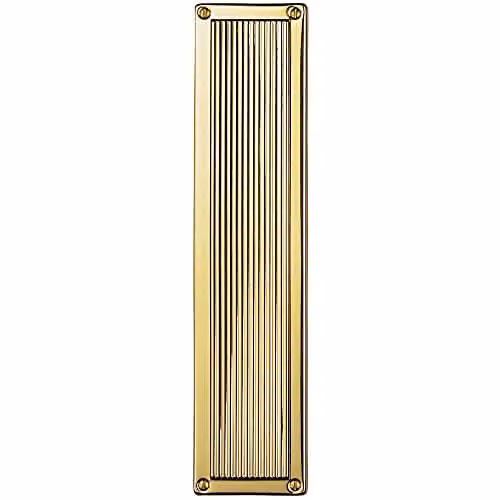 Loops Rectangular Reeded Door Finger Plate in Polished Brass, W: 30.5 cm, H: 7 cm