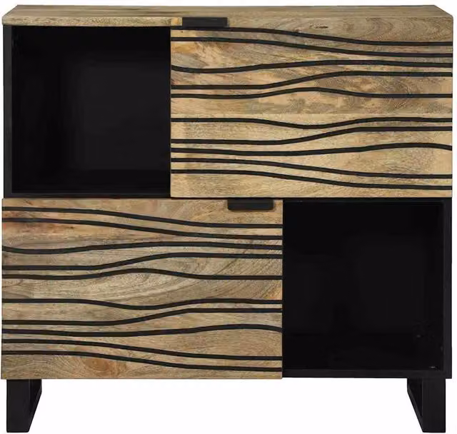 Berkfield Home Sideboard in Beige, Made from Solid Mango Wood, W/D/H: 80 x 33.5 x 75 cm