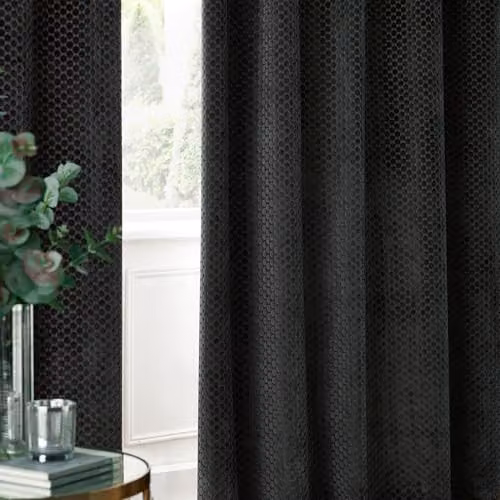 Paoletti Neptune Luxury Velvet Blackout Eyelet Curtains, Charcoal Grey, W: 168 cm, H: 183 cm – 3