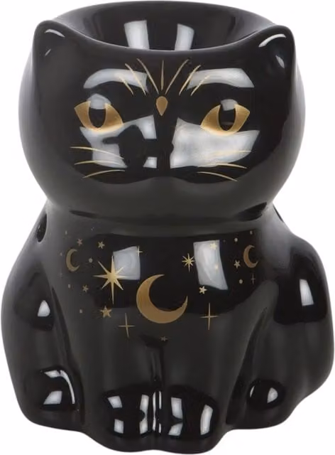 Kingsbury Gifts Mystical Cat Ceramic Oil Burner, Black