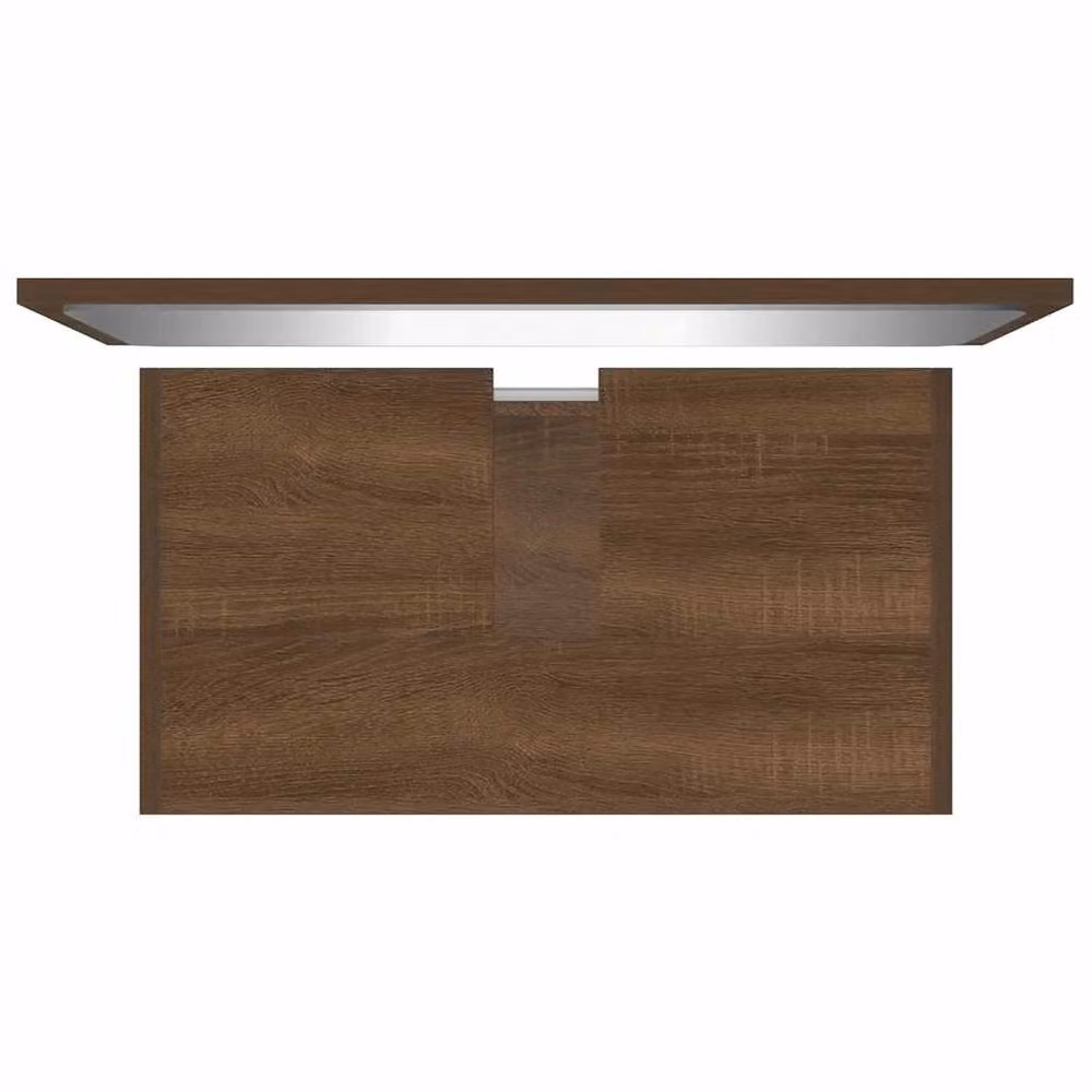 Berkfield Home Modern Brown Oak Bathroom Furniture Set with Wall Cabinet and Mirror Cabinet – 3