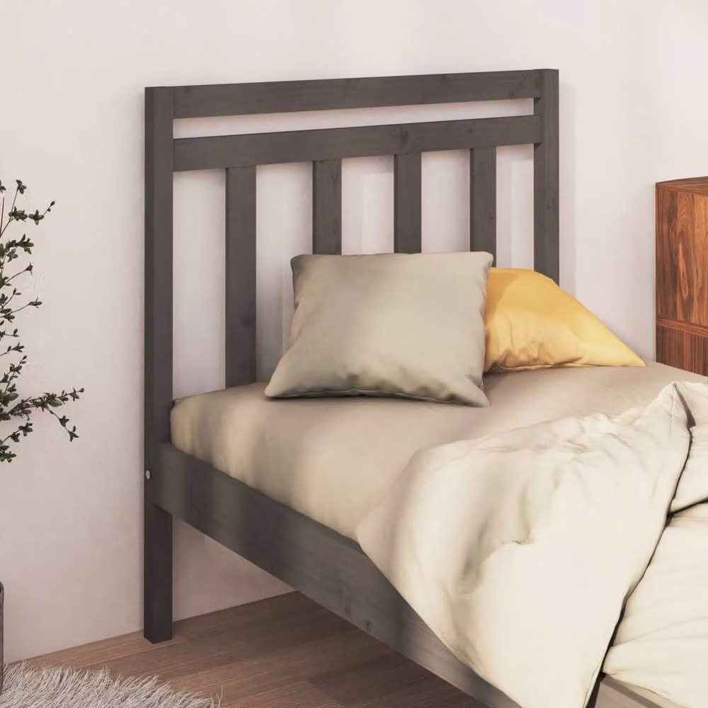 Berkfield Home Grey Rustic Solid Pine Wood Bed Headboard W/D/H: 95 x 4 x 100 cm – 2