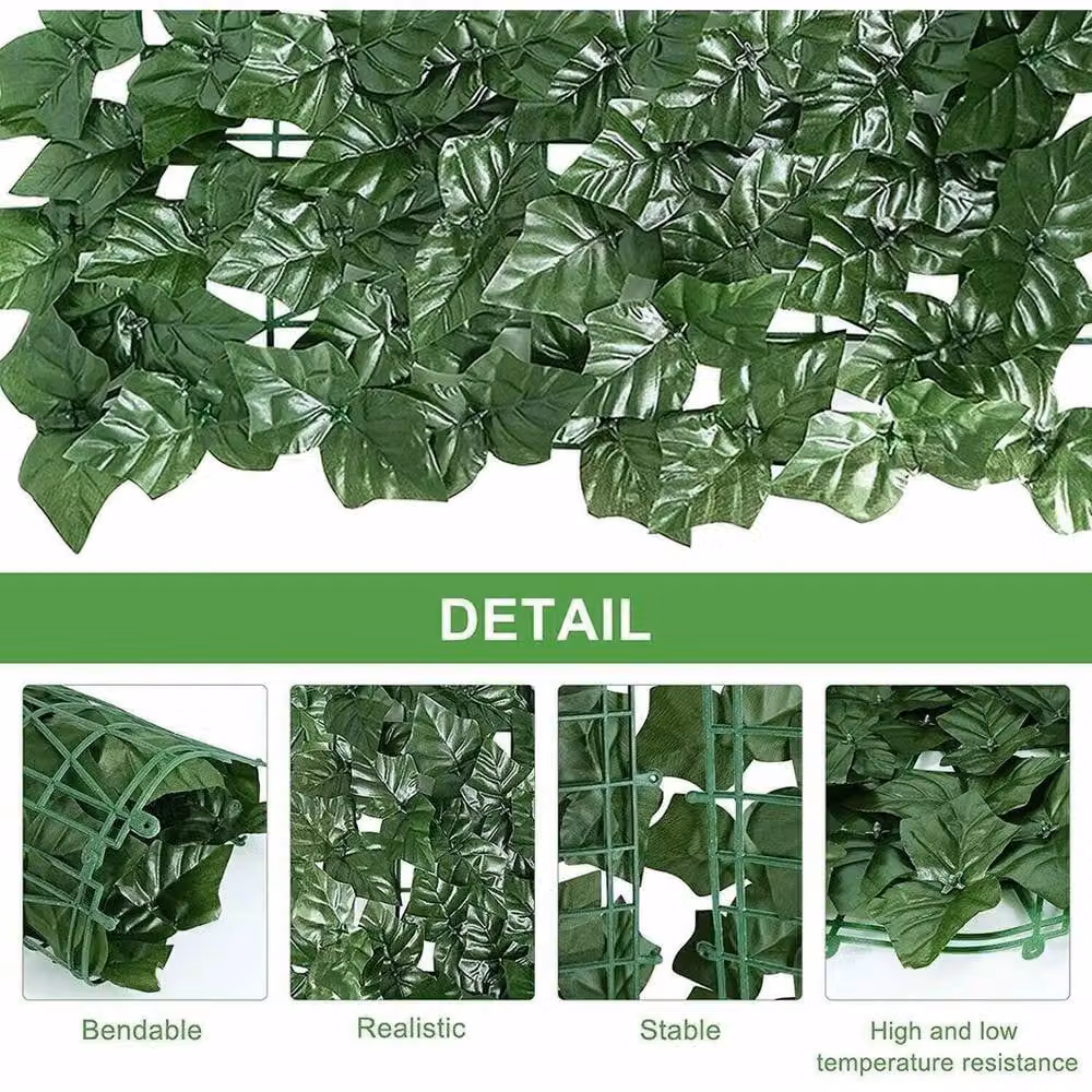NESTLUNE Green Artificial Hedge Trellis Ivy Leaf Garden Fence, W: 100 cm, H: 15 cm – 4