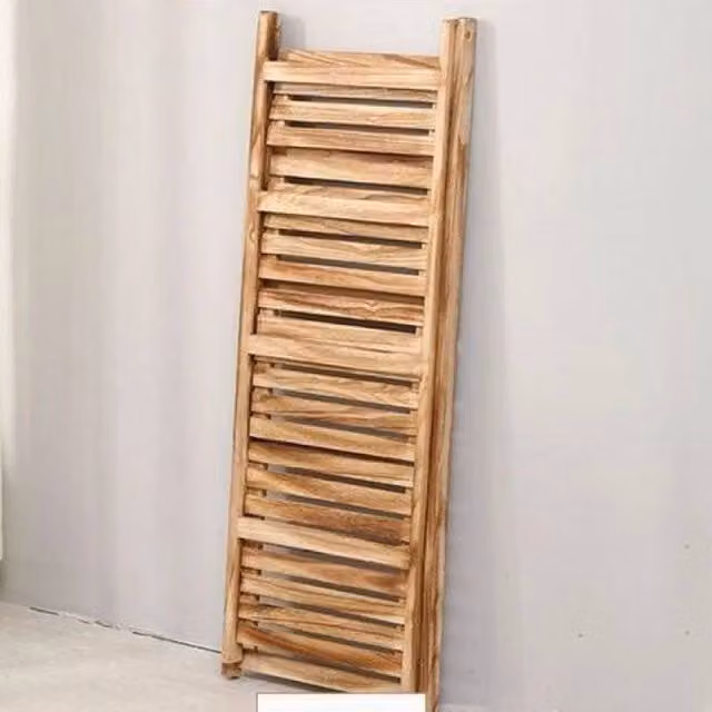 KORVIXA 4 Tier Foldable Wooden Ladder Planter Stand in Sand/Brown, H 110.0 x W 34.5 x D 41.0 cm