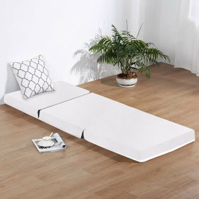Rest Relax White Faux Leather Folding Futon Mattress Chair and Z Bed – 1