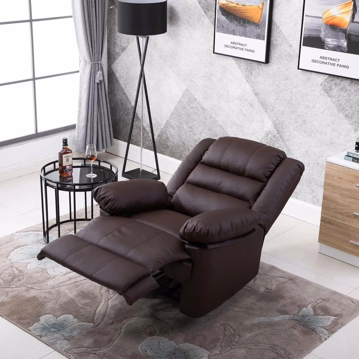 LUXURY LIFE Loxley Brown Leather Recliner Armchair – 2