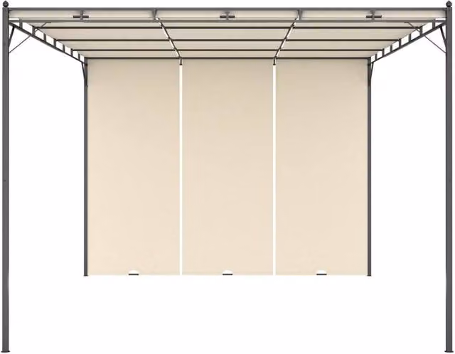 Berkfield Home Garden Gazebo with Side Curtain, Beige, W: 400 cm, D: 300 cm, H: 225 cm