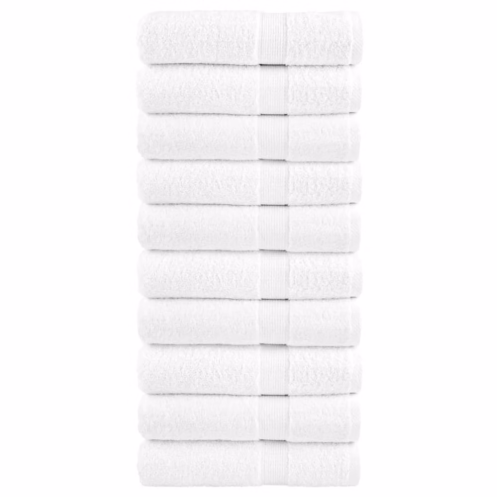 Berkfield Home SOLUND Premium Cotton Terry Shower Towels, White, 10 Pack, W: 70 cm, L: 140 cm, 600gsm – 2