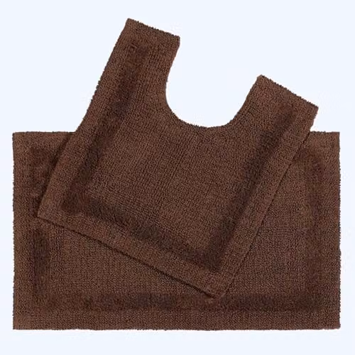 Homescapes Luxury Cotton Bath Mat and Pedestal Mat Set, Brown, W/D/H: 50 x 80 cm and 50 x 55 cm